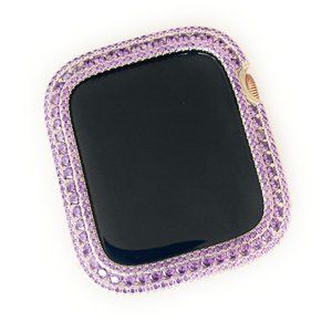 Bling Apple watch silver amethyst bezel case face 40 mm